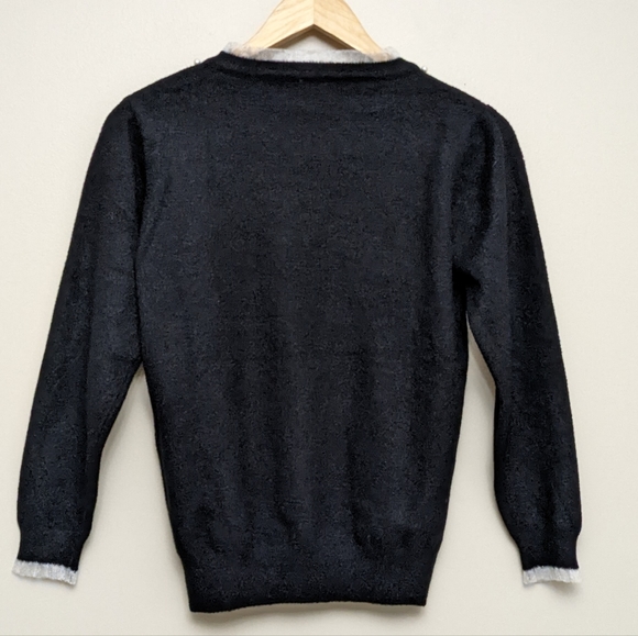 NWOT Talbots Black & White Pearl Long Sleeve Tulle Neck Sweater Size M & L - Picture 6 of 8